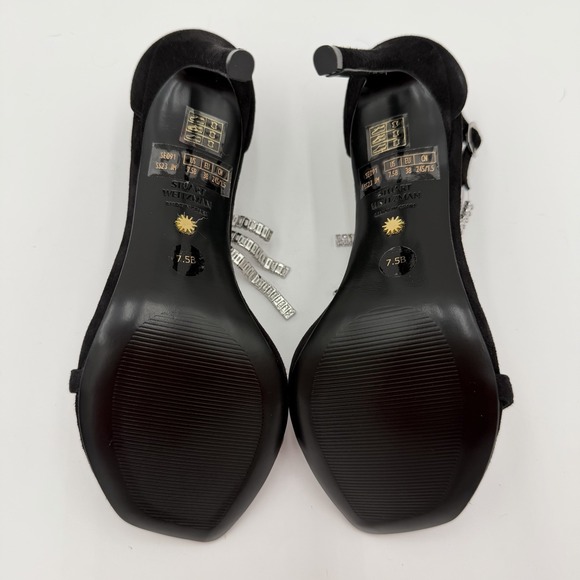 Stuart Weitzman Nudistcurve Superglam Heels Black Women Size 7.5B Crystal Fringe - Picture 7 of 8